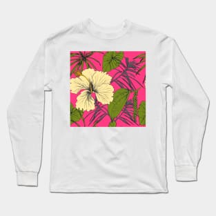 Tropical exotic flowers and leaves Long Sleeve T-Shirt